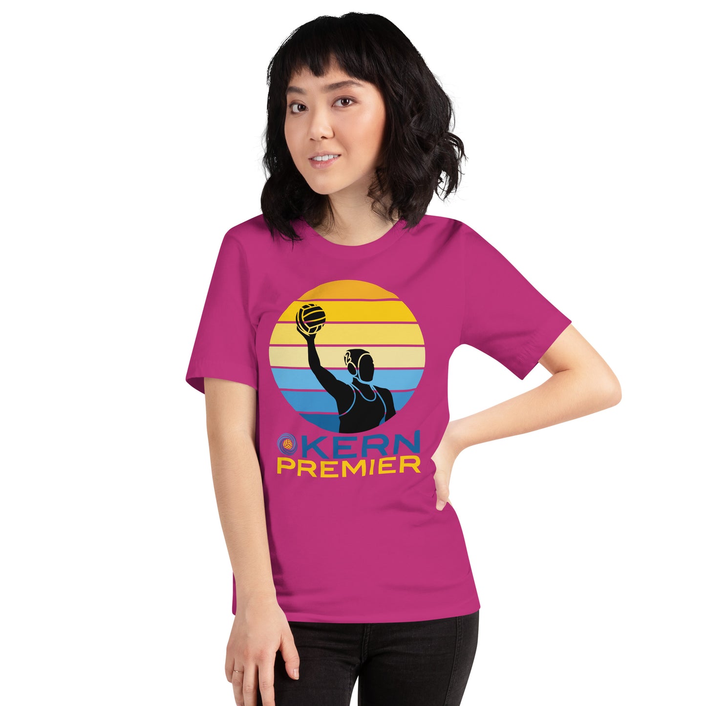 Kern Premier 5 color circle female silhouette - Unisex Soft T-shirt - Bella Canvas 3001