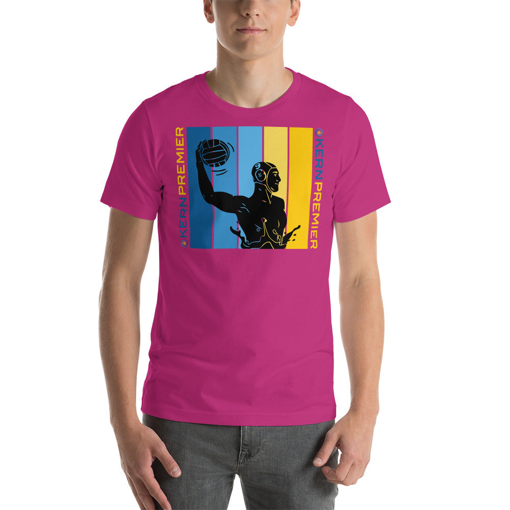 Kern Premier 5 color vertical square double logo male silhouette - Unisex Soft T-shirt - Bella Canvas 3001