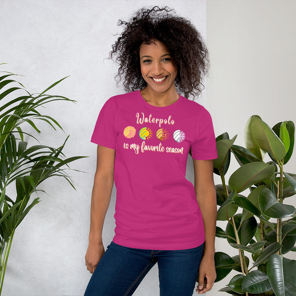 Waterpolo is my Favorite Season - Swirly Font - Unisex Soft T-shirt - Bella Canvas 3001