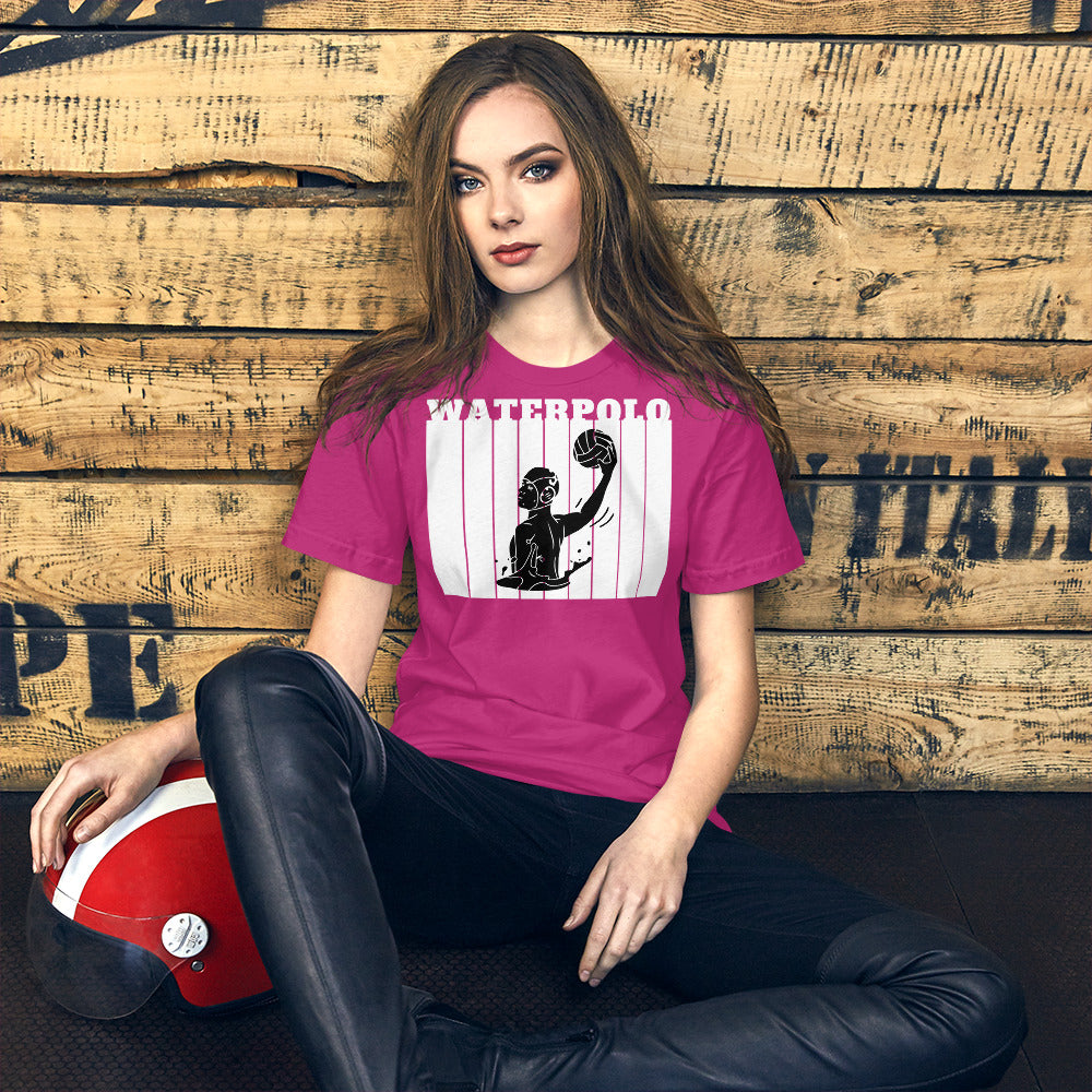 Water Polo - White Wall with Male 1 - Unisex Soft T-shirt - Bella Canvas 3001