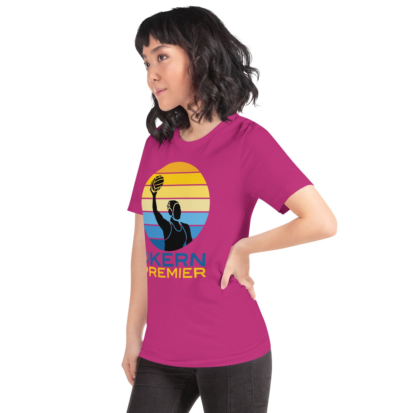 Kern Premier 5 color circle female silhouette - Unisex Soft T-shirt - Bella Canvas 3001