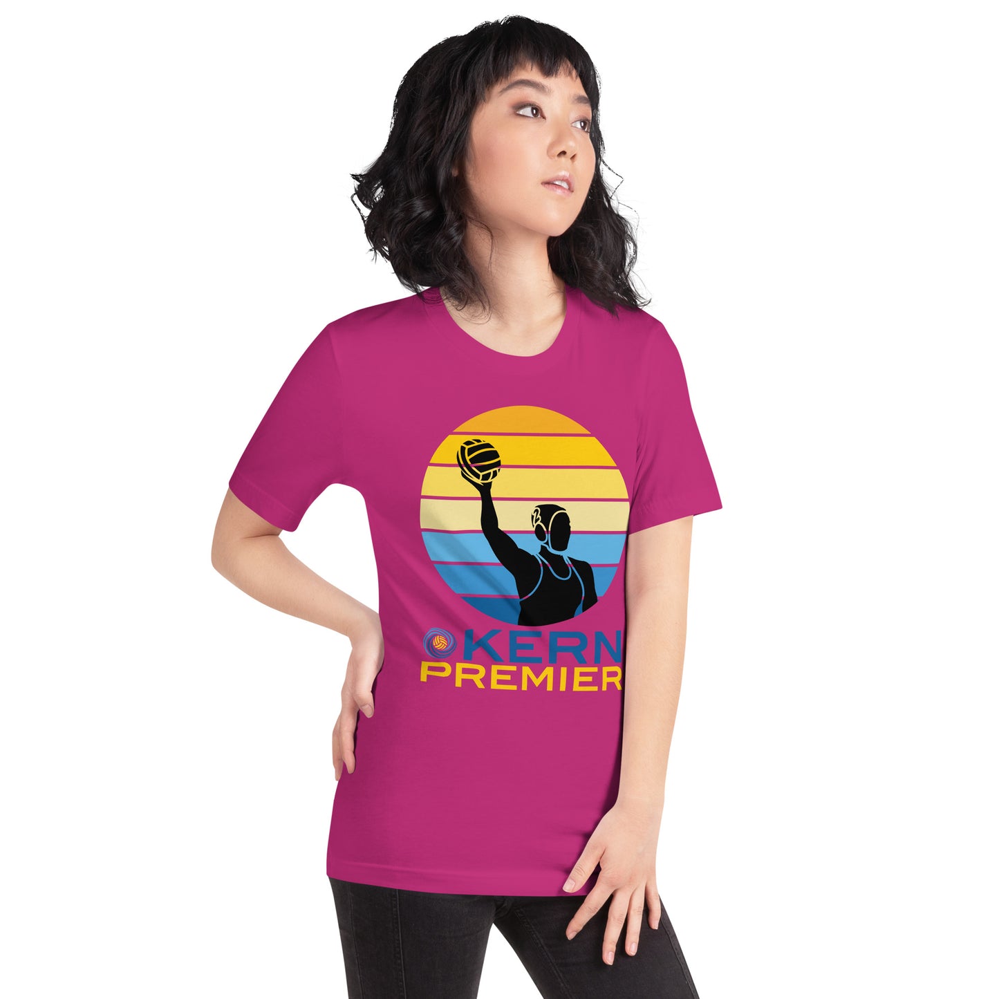 Kern Premier 5 color circle female silhouette - Unisex Soft T-shirt - Bella Canvas 3001