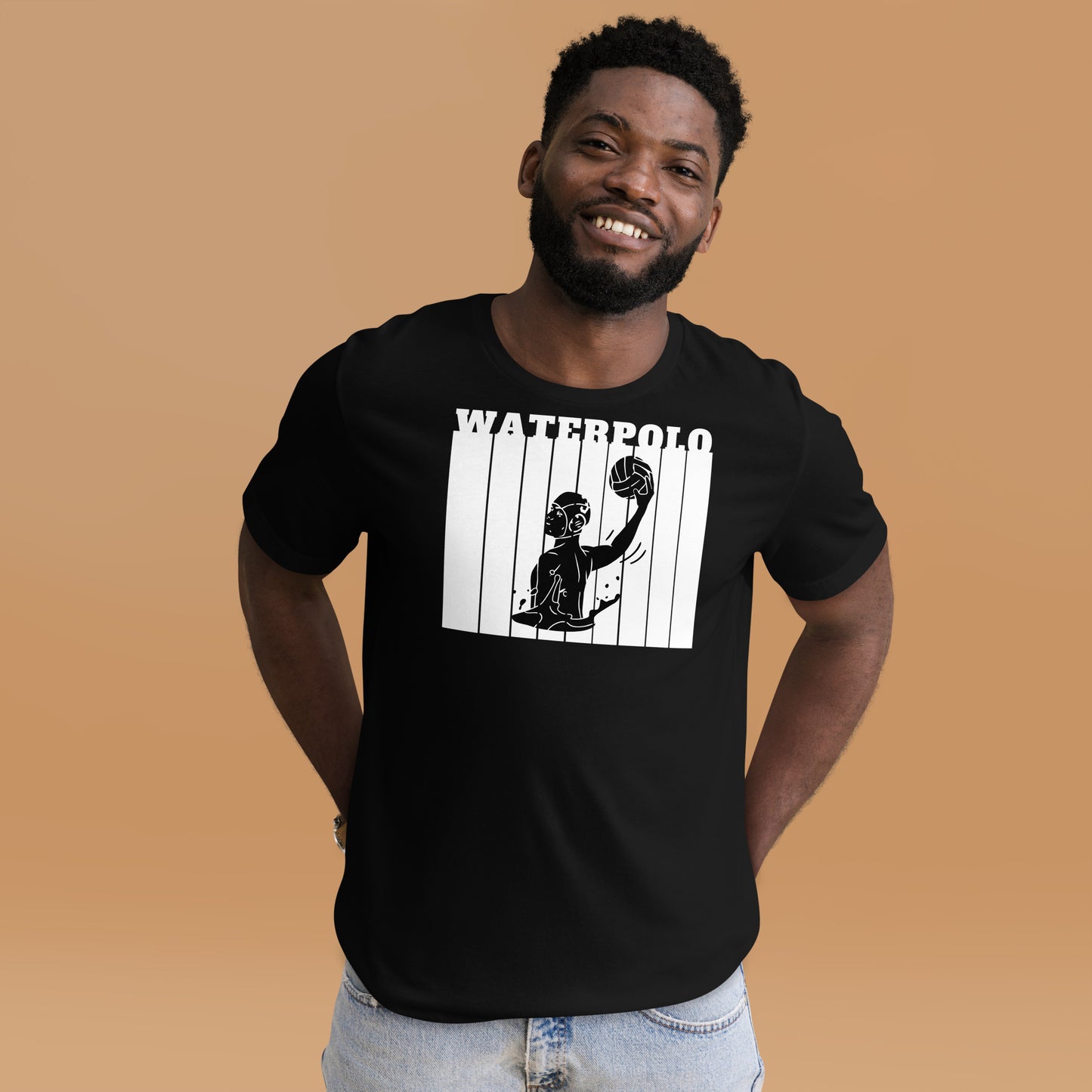 Water Polo - White Wall with Male 2 - Unisex Soft T-shirt - Bella Canvas 3001