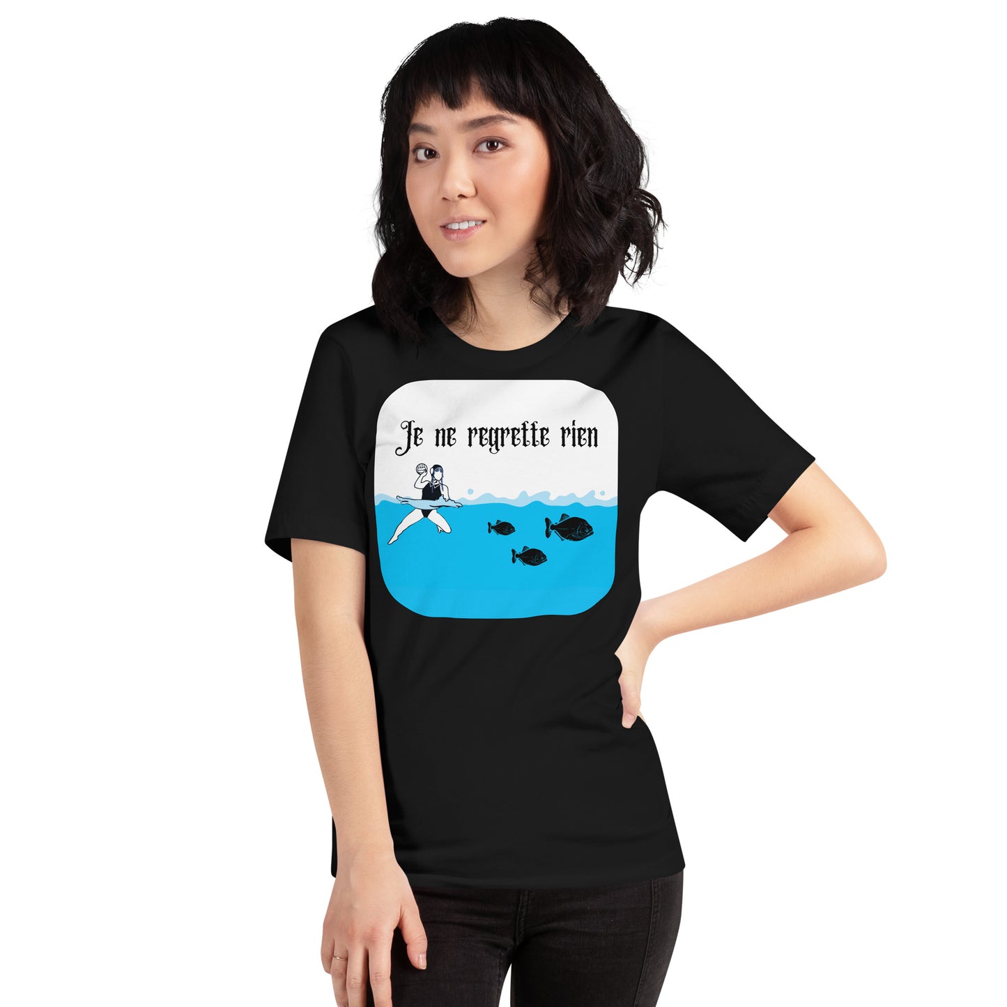 Wednesday and Piranhas - I Regret Nothing - French - Unisex Soft T-shirt - Bella Canvas 3001