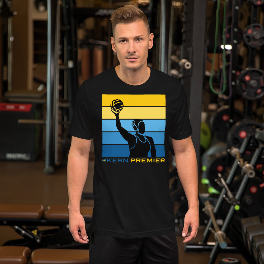 Kern Premier - Square 5 Colored Horizontal Bars with Female Player - Unisex Soft T-shirt - Bella Canvas 3001