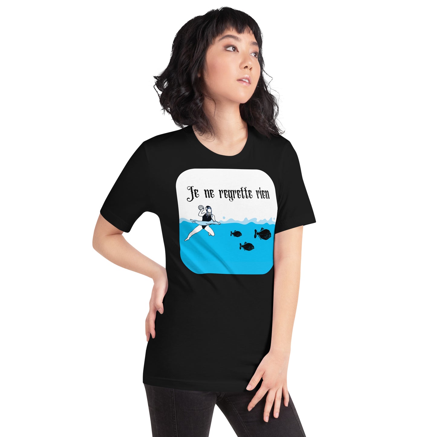 Wednesday and Piranhas - I Regret Nothing - French - Unisex Soft T-shirt - Bella Canvas 3001