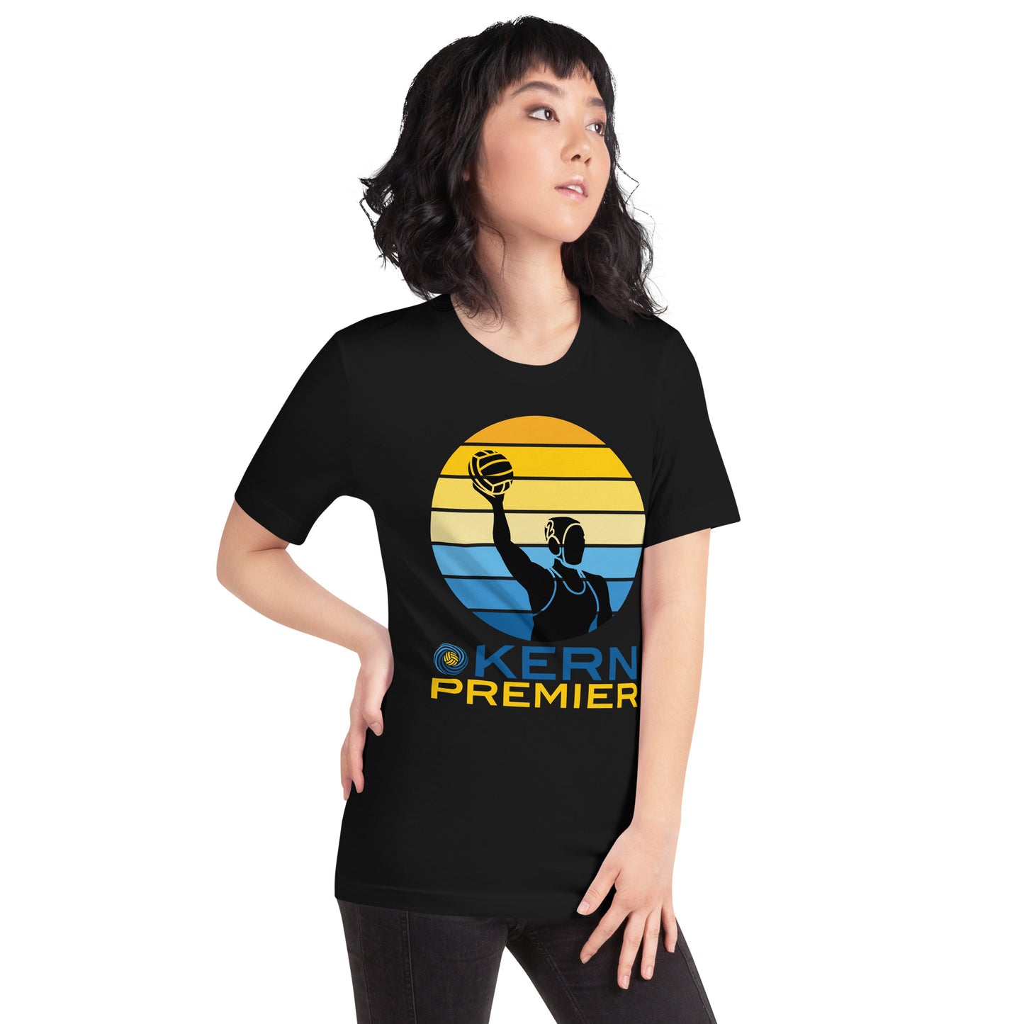 Kern Premier 5 color circle female silhouette - Unisex Soft T-shirt - Bella Canvas 3001