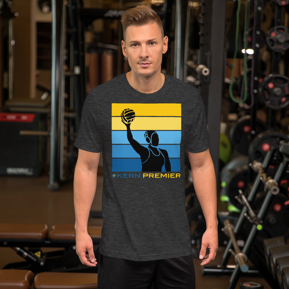 Kern Premier - Square 5 Colored Horizontal Bars with Female Player - Unisex Soft T-shirt - Bella Canvas 3001