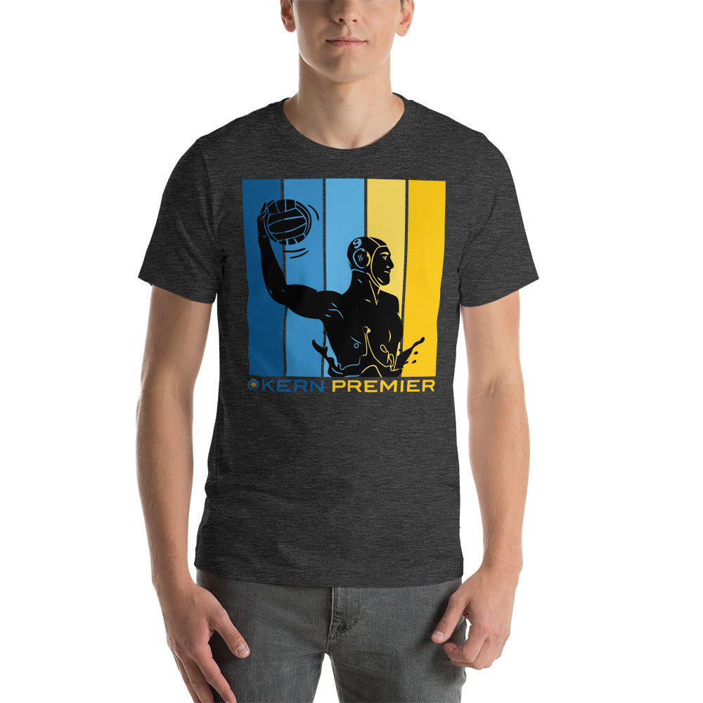 Kern Premier 5 color square vertical with full bottom logo male silhouette - Unisex Soft T-shirt - Bella Canvas 3001
