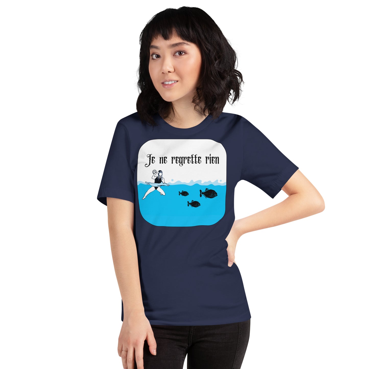 Wednesday and Piranhas - I Regret Nothing - French - Unisex Soft T-shirt - Bella Canvas 3001