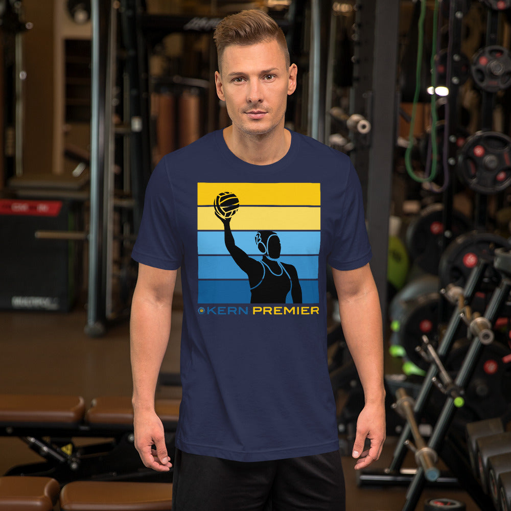 Kern Premier - Square 5 Colored Horizontal Bars with Female Player - Unisex Soft T-shirt - Bella Canvas 3001