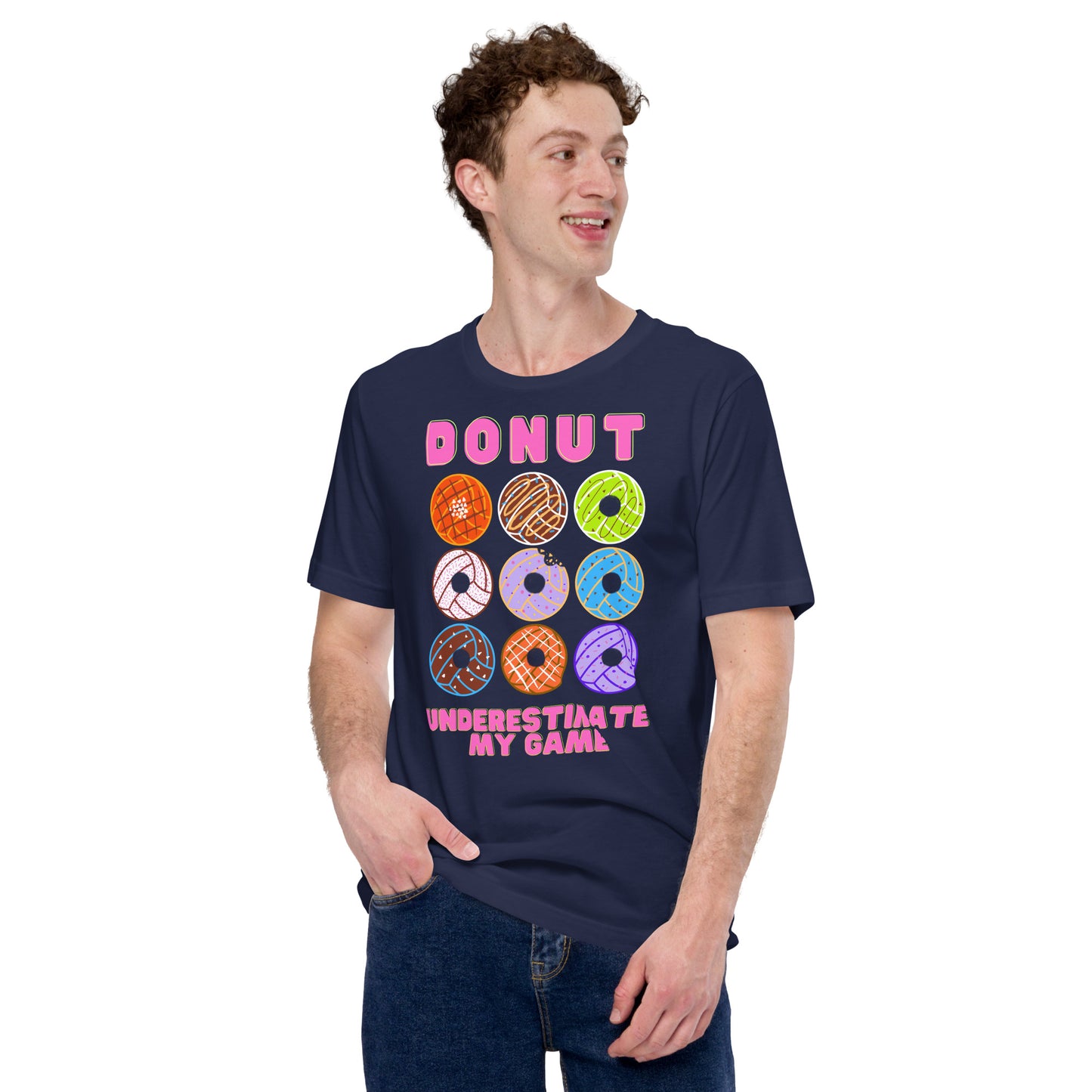 Donut Underestimate my Game - Pink Lettering - Unisex Soft T-shirt - Bella Canvas 3001
