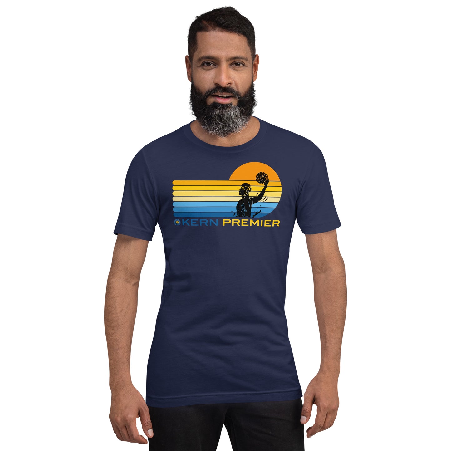 Kern Premier 7 color sunset male silhouette - Unisex Soft T-shirt - Bella Canvas 3001