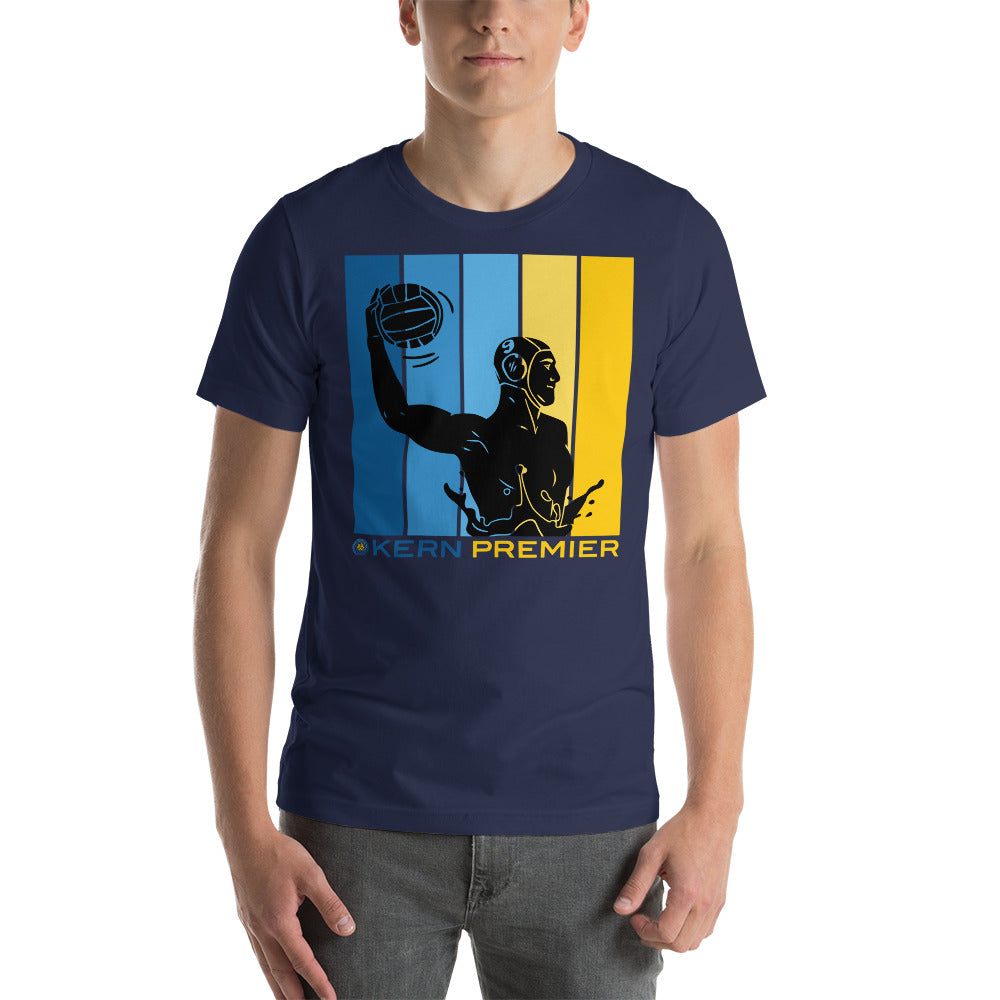 Kern Premier 5 color square vertical with full bottom logo male silhouette - Unisex Soft T-shirt - Bella Canvas 3001