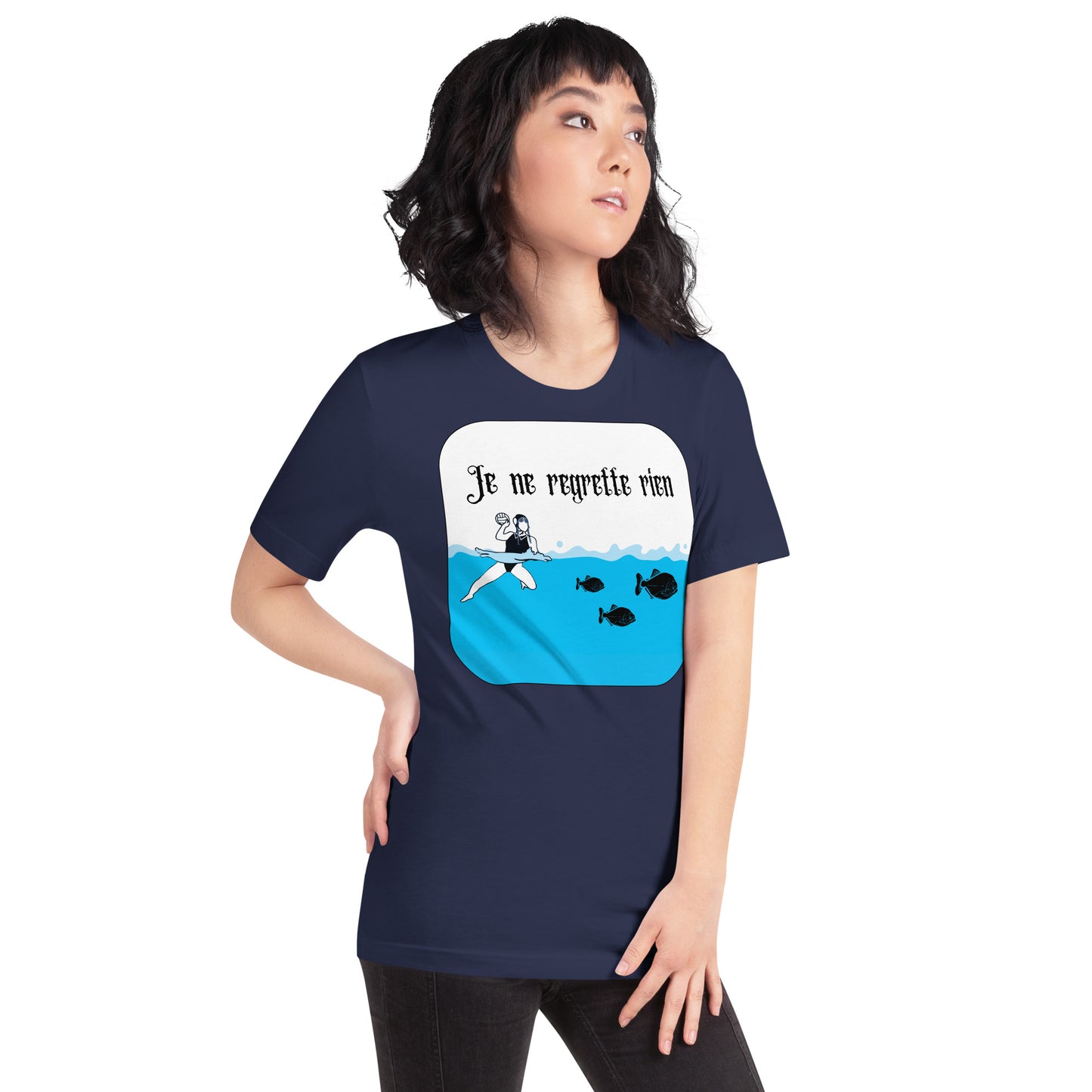 Wednesday and Piranhas - I Regret Nothing - French - Unisex Soft T-shirt - Bella Canvas 3001