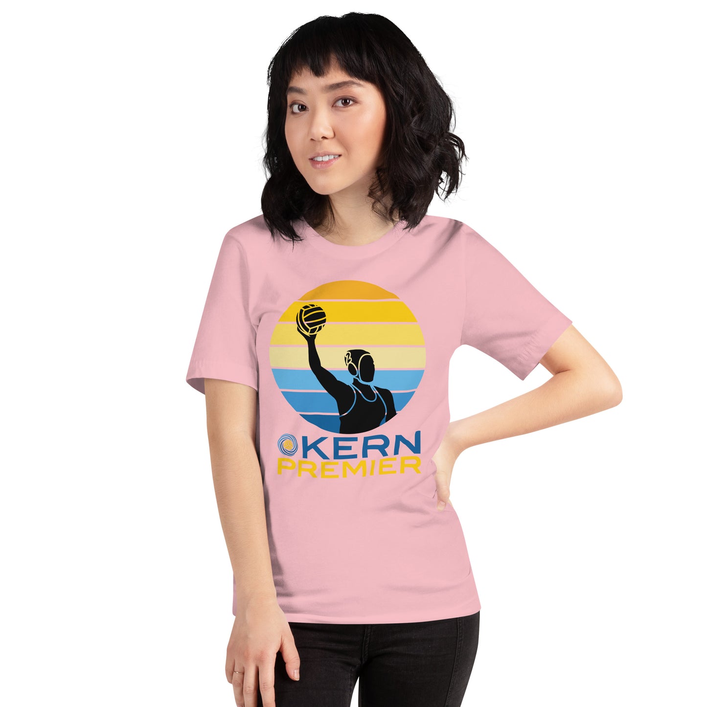 Kern Premier 5 color circle female silhouette - Unisex Soft T-shirt - Bella Canvas 3001