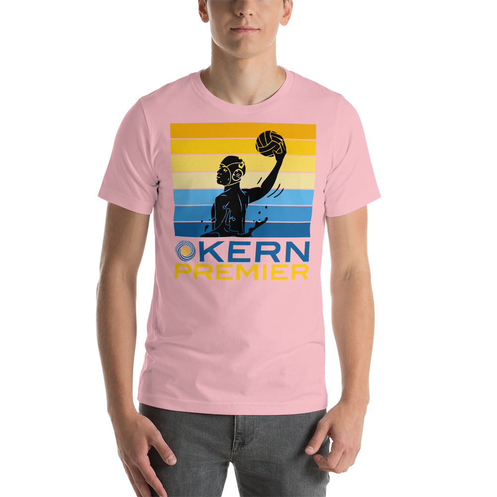 Kern Premier 7 color square horizontal with split logo male silhouette - Unisex Soft T-shirt - Bella Canvas 3001