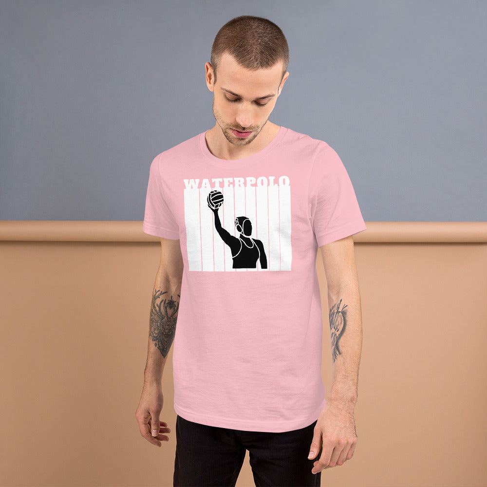 Water Polo - White Wall with Female - Unisex Soft T-shirt - Bella Canvas 3001