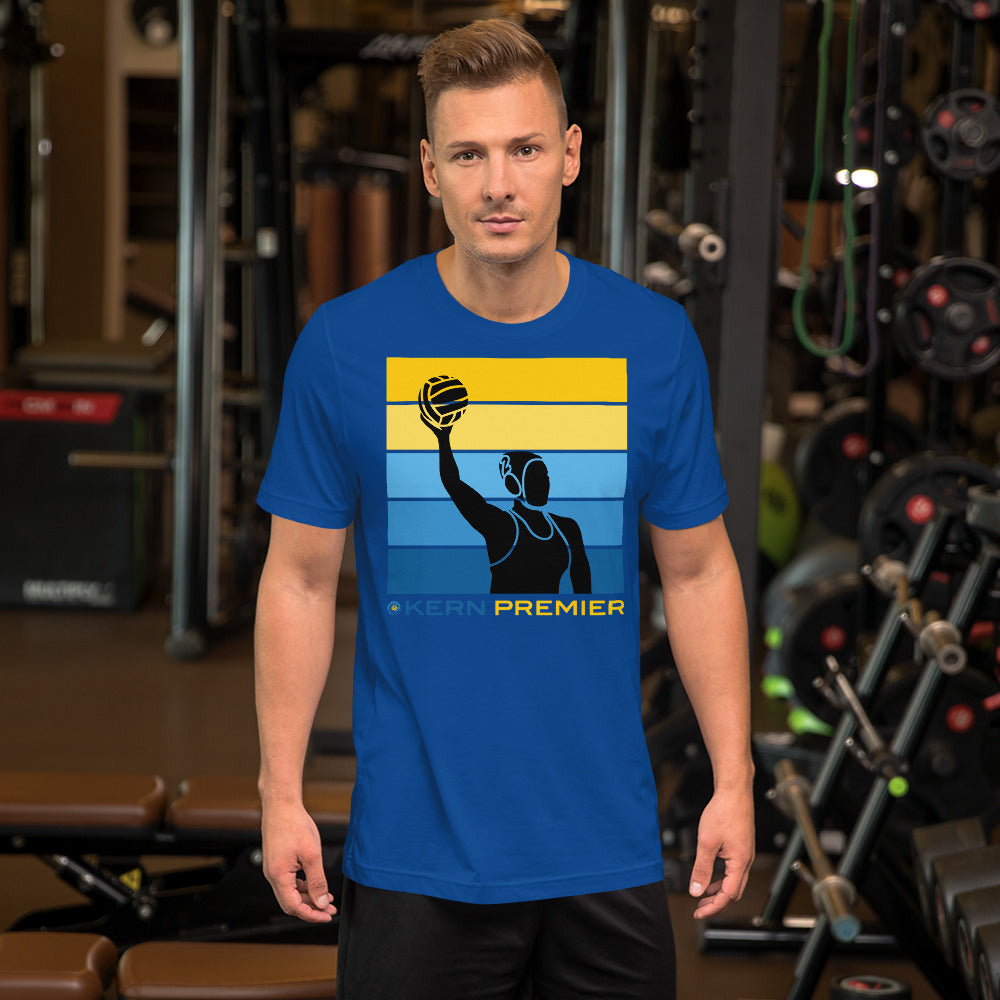 Kern Premier - Square 5 Colored Horizontal Bars with Female Player - Unisex Soft T-shirt - Bella Canvas 3001