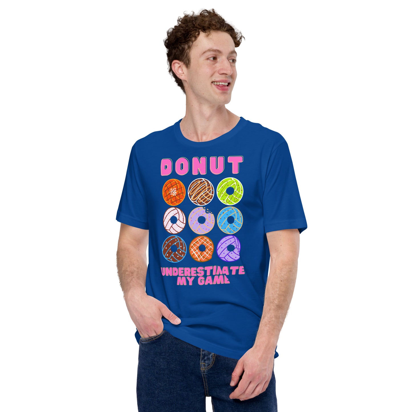 Donut Underestimate my Game - Pink Lettering - Unisex Soft T-shirt - Bella Canvas 3001