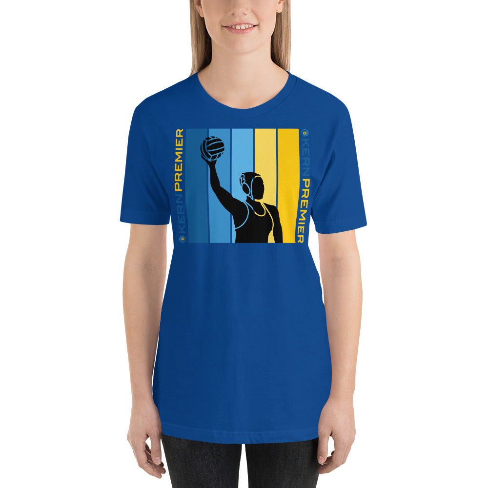 Kern Premier 5 color vertical square double logo female silhouette - Unisex Soft T-shirt - Bella Canvas 3001