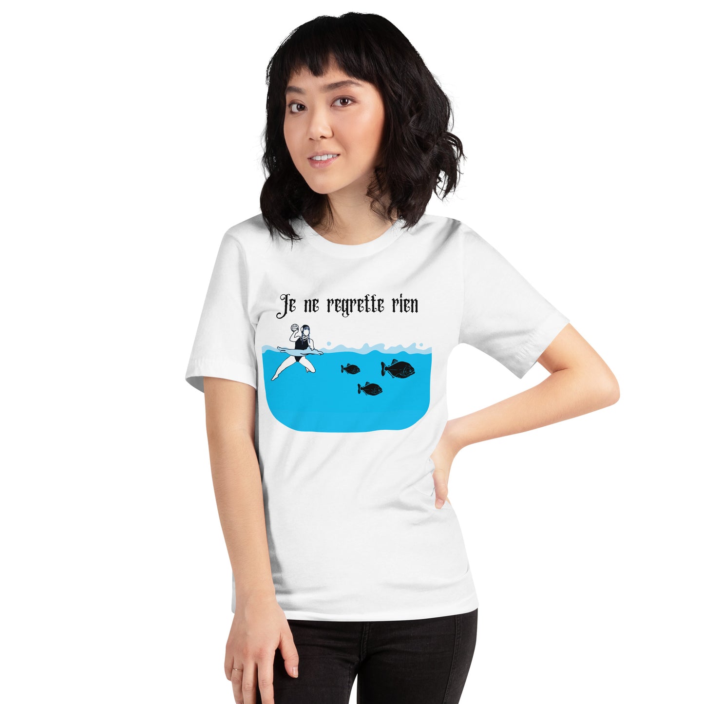 Wednesday and Piranhas - I Regret Nothing - French - Unisex Soft T-shirt - Bella Canvas 3001