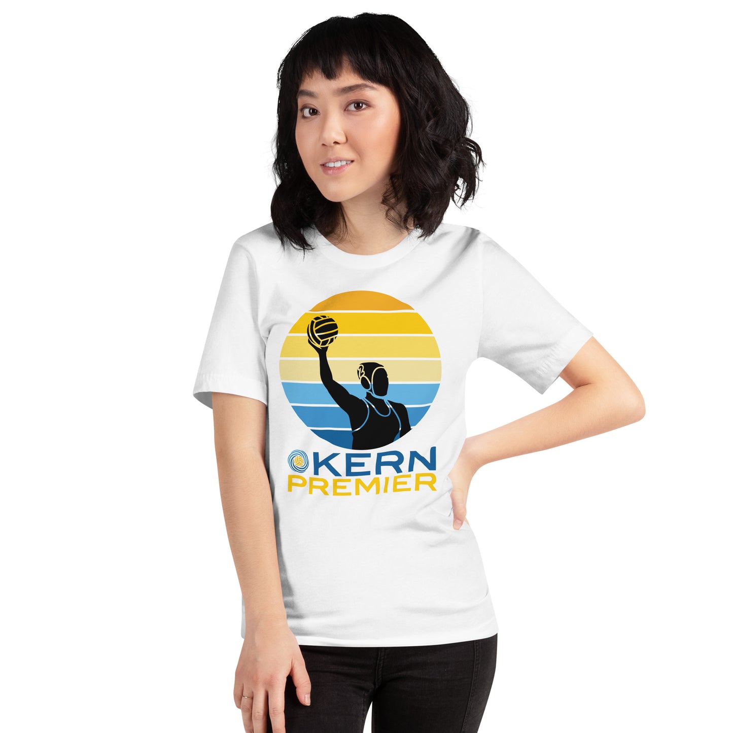 Kern Premier 5 color circle female silhouette - Unisex Soft T-shirt - Bella Canvas 3001