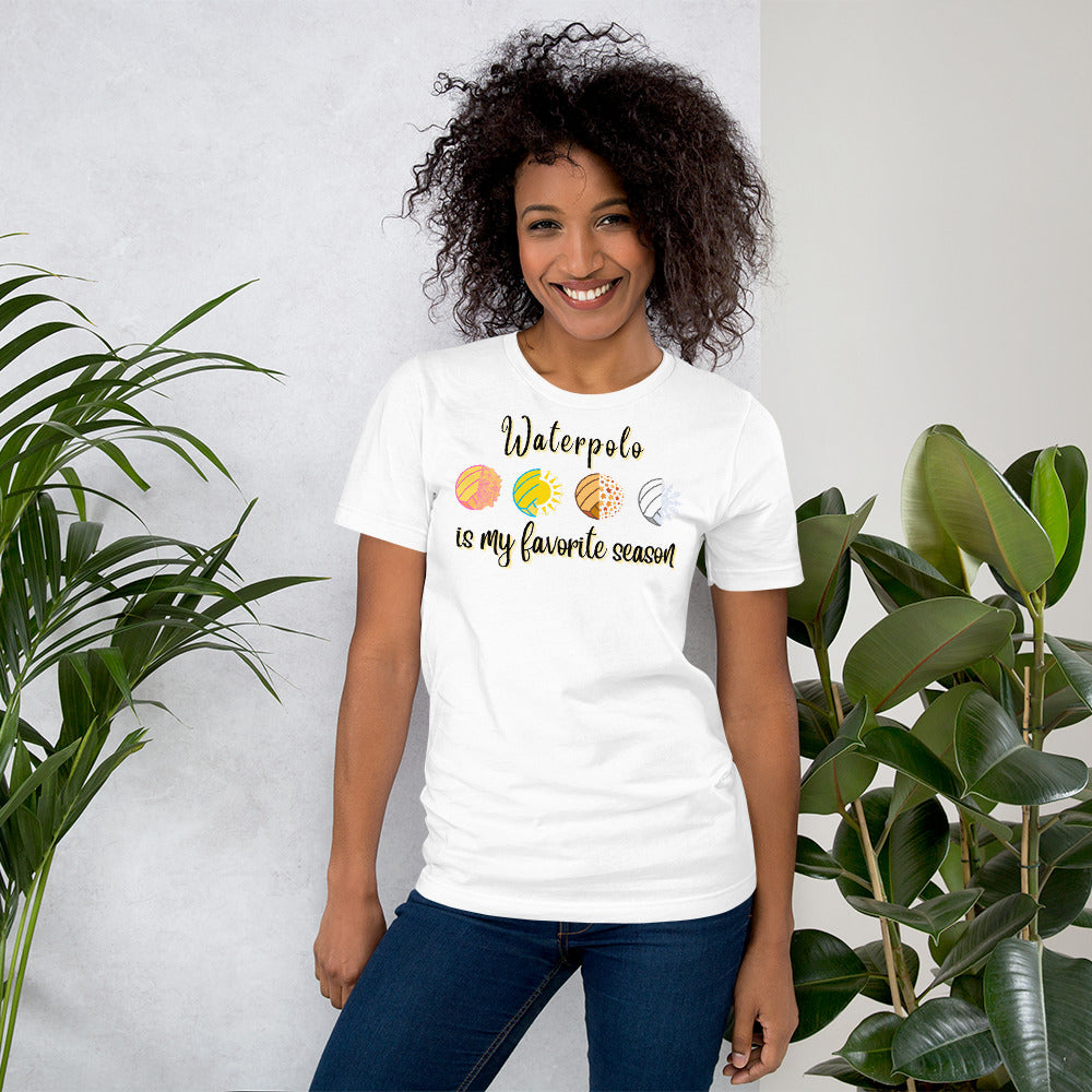 Waterpolo is my Favorite Season - Swirly Font - Unisex Soft T-shirt - Bella Canvas 3001