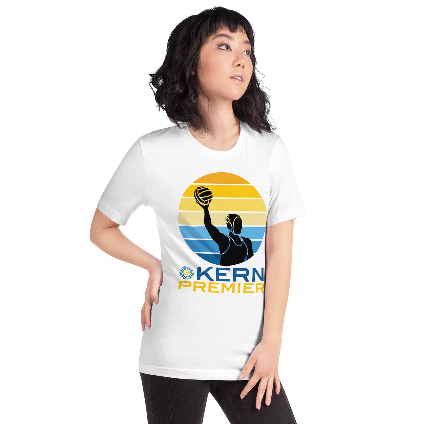 Kern Premier 5 color circle female silhouette - Unisex Soft T-shirt - Bella Canvas 3001