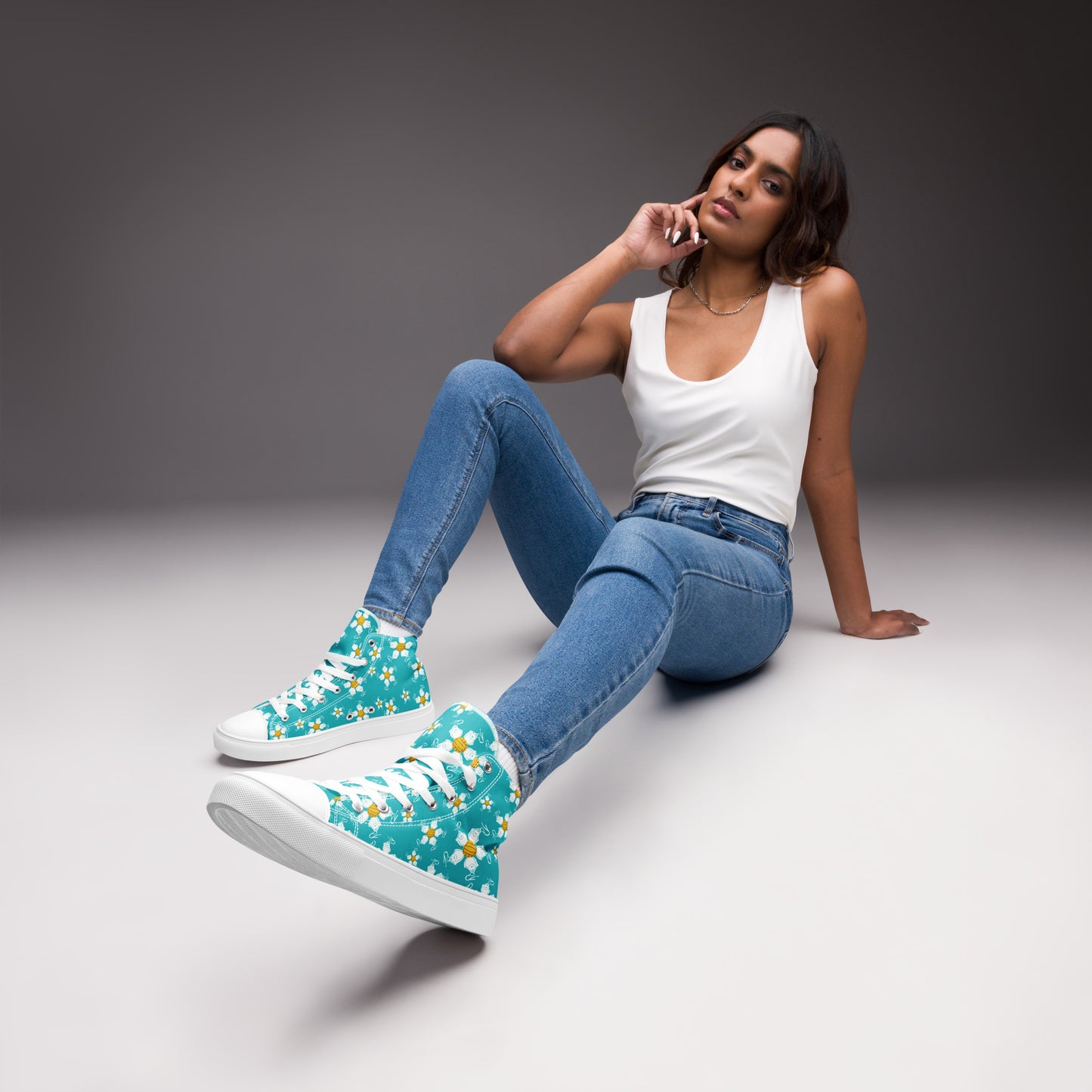 Water Polo Floral Women’s high top canvas shoes