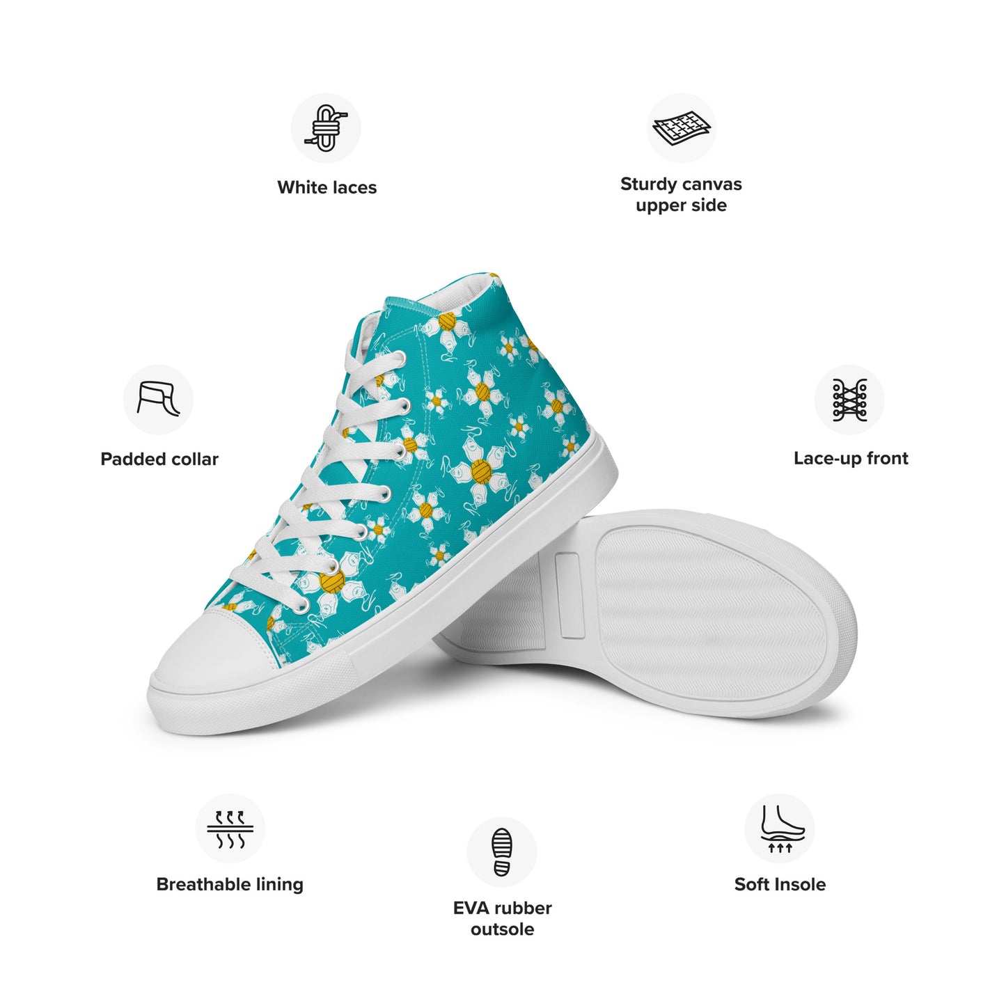 Water Polo Floral Women’s high top canvas shoes