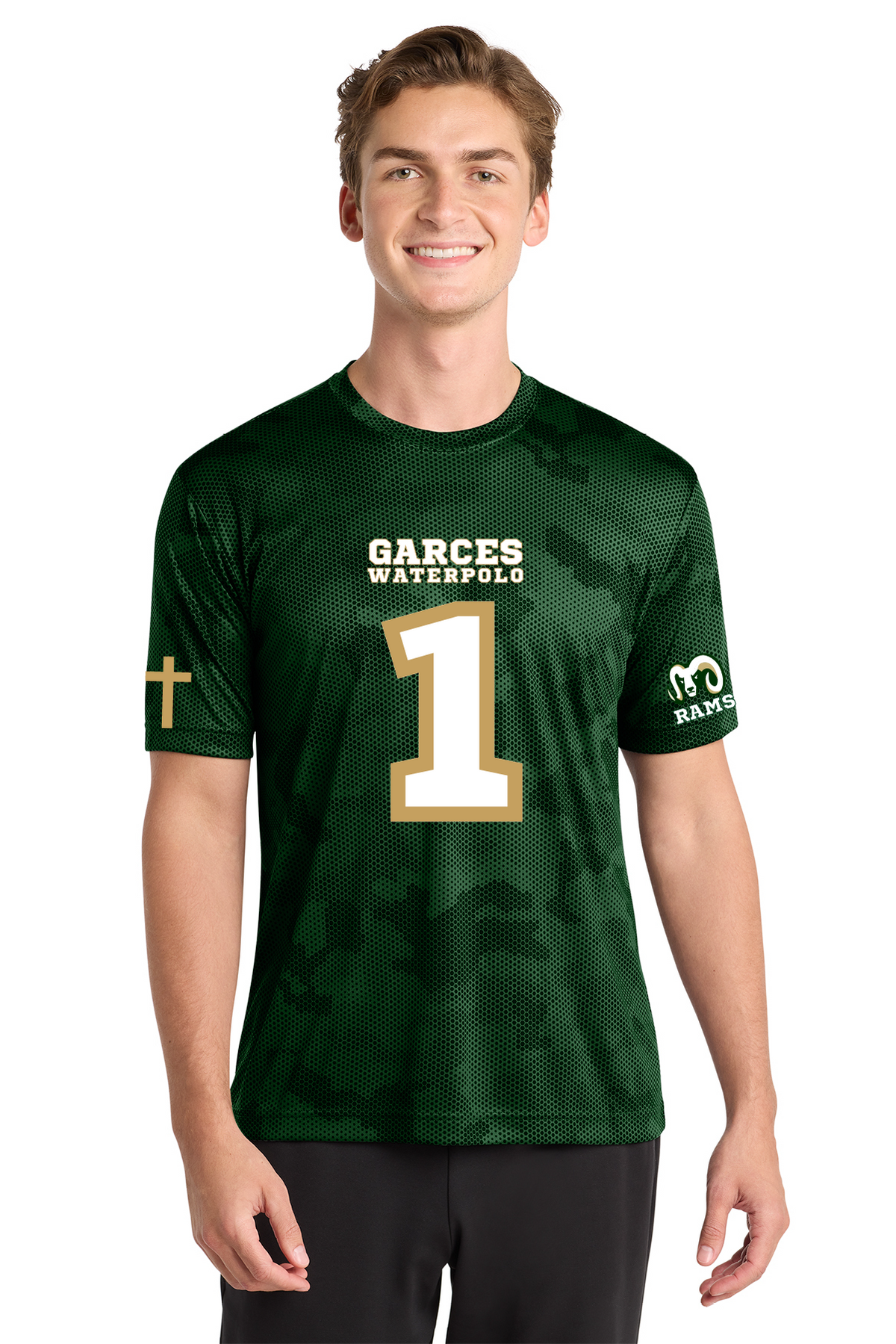 Garces Waterpolo - Custom Football Style - Sport-Tek® CamoHex Tee. ST370