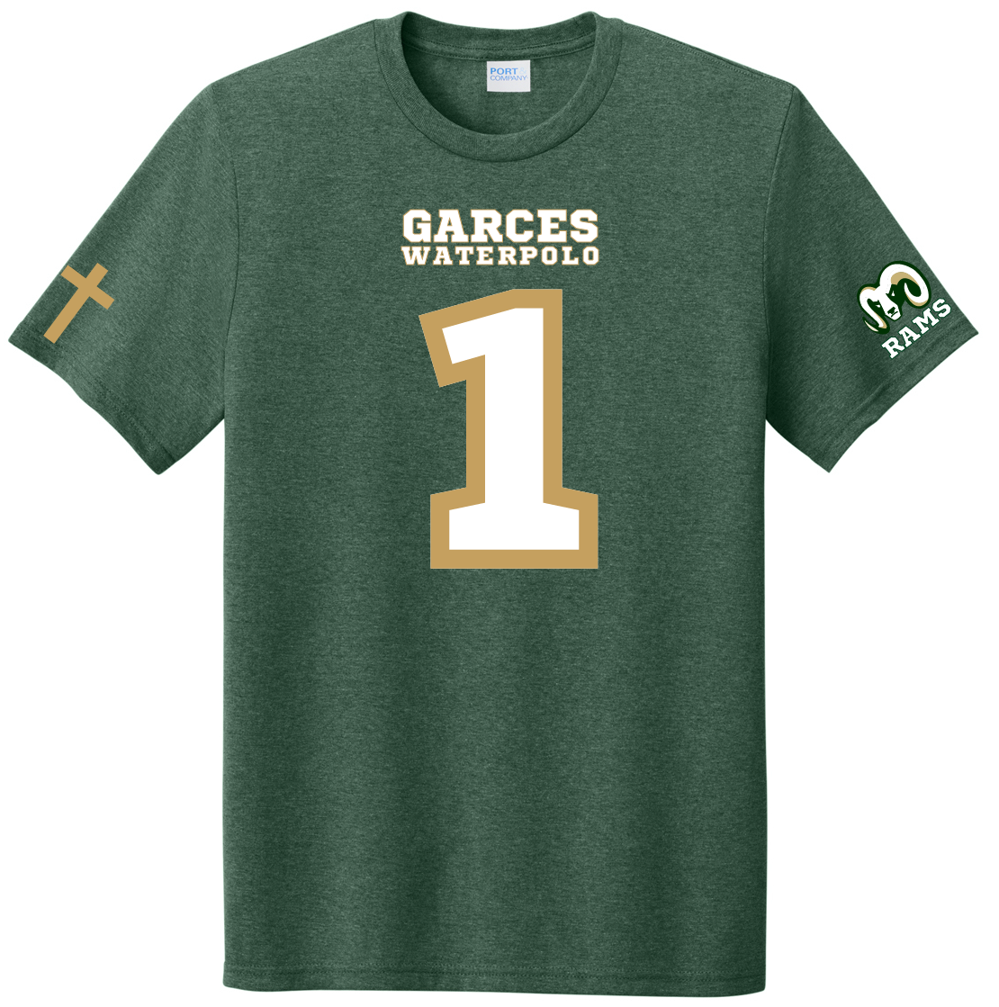 Garces Waterpolo - Custom Football Style - Heather Forest Green - Super Soft Tri-Blend TShirt - PC330