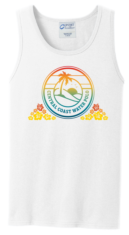 Central Coast - 2026 - Mens Tank Top - Colorful Central Coast Logo + Hibiscus - Center Chest