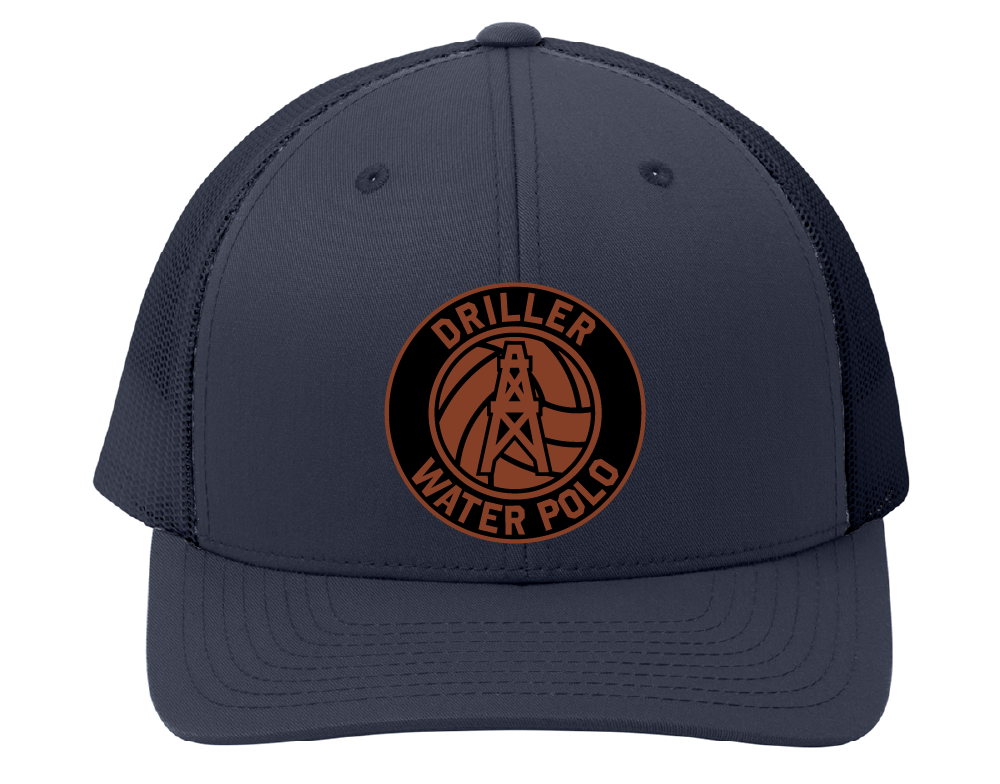 BHS Drillers Waterpolo - Navy Trucker Hat with Dark BG Leather Patch
