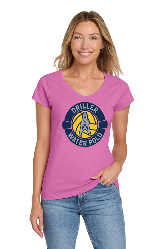 Drillers Waterpolo - Womens Azalea Pink Softstyle V-Neck TShirt - 64V00L