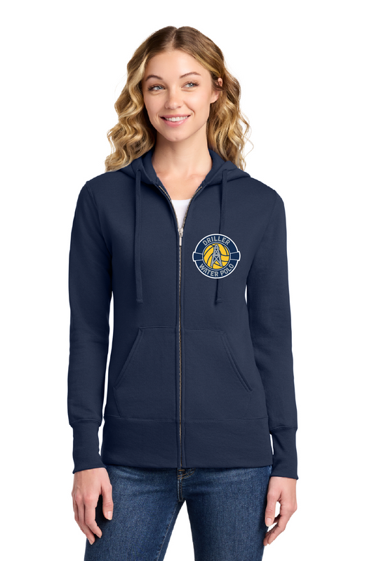 Drillers Waterpolo - Womens Navy Fleece Full Zip Hoodie - LPC78ZH