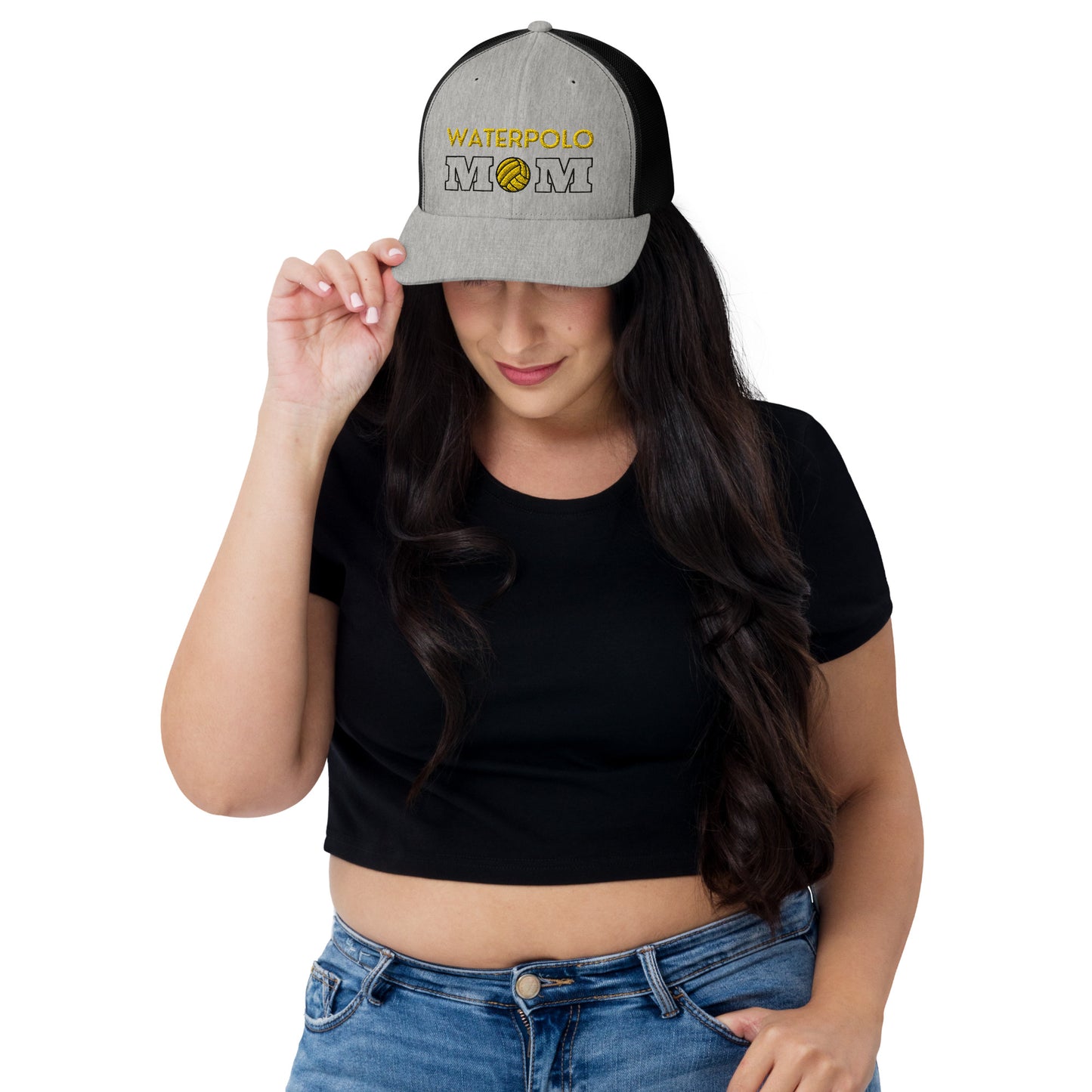 Waterpolo Mom - Yellow Lettering - Retro Trucker Hat | Yupoong 6606