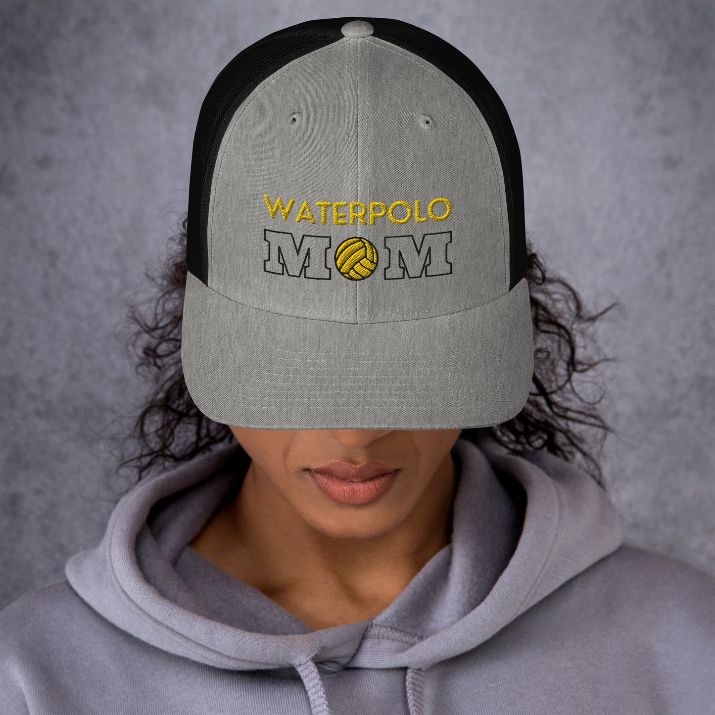 Waterpolo Mom - Yellow Lettering - Retro Trucker Hat | Yupoong 6606