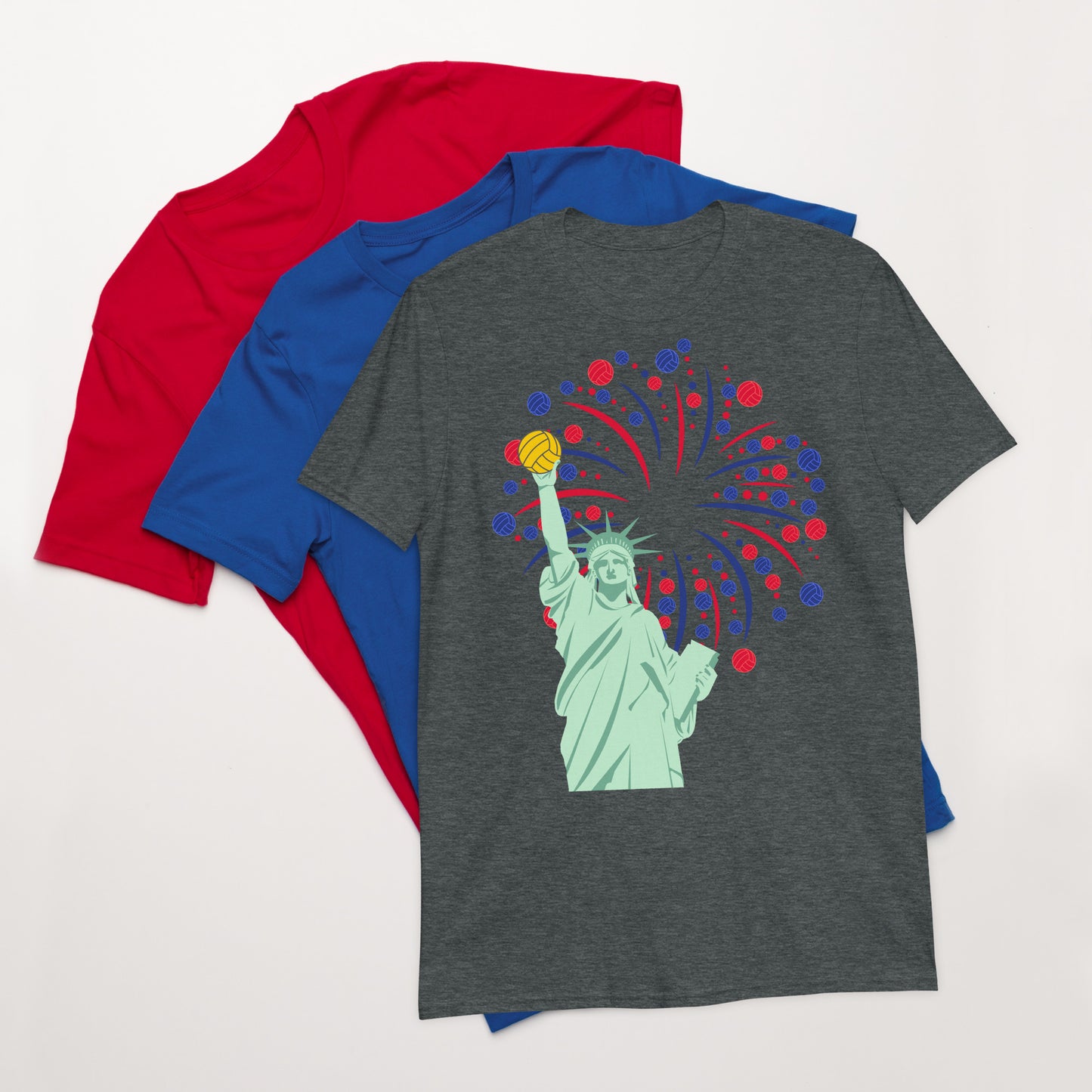 Statue of Liberty Fireworks Water Polo Short-Sleeve Unisex T-Shirt