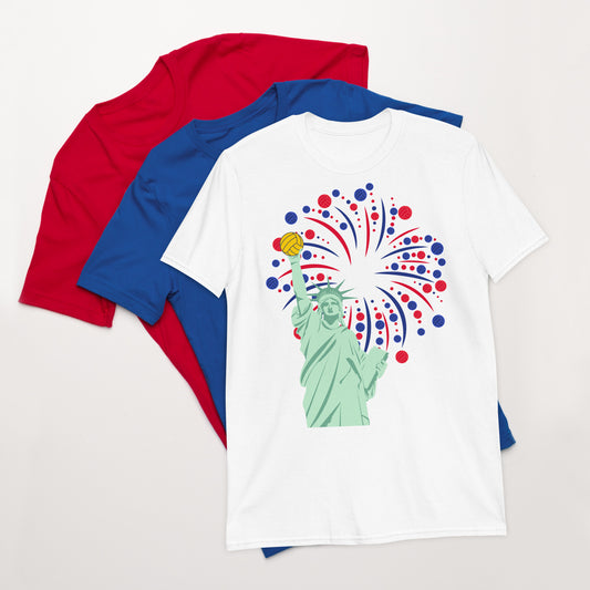 Statue of Liberty Fireworks Water Polo Short-Sleeve Unisex T-Shirt