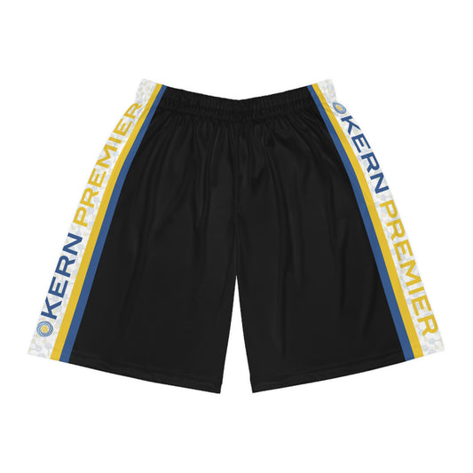 Kern Premier - Black Shorts with Blue and Gold Stripes with Logo - Basketball Shorts