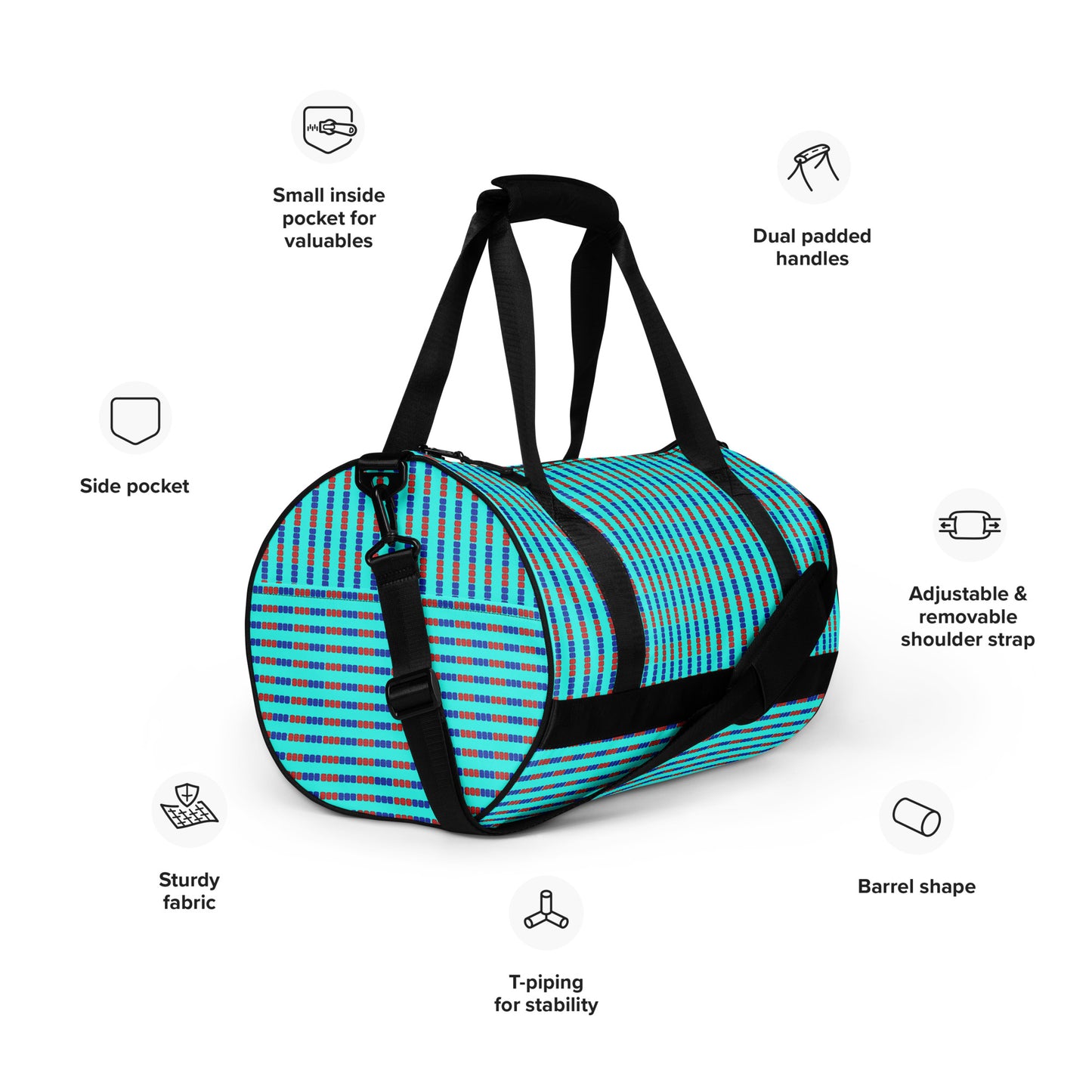 Swim Lane Stripes- All-over print gym bag