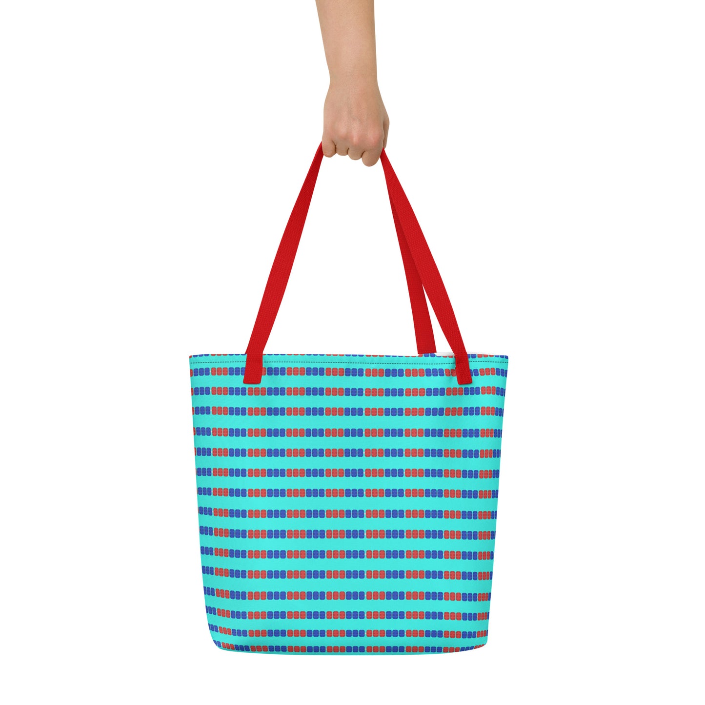 Swim Lane Stripes- All-Over Print Large Tote Bag