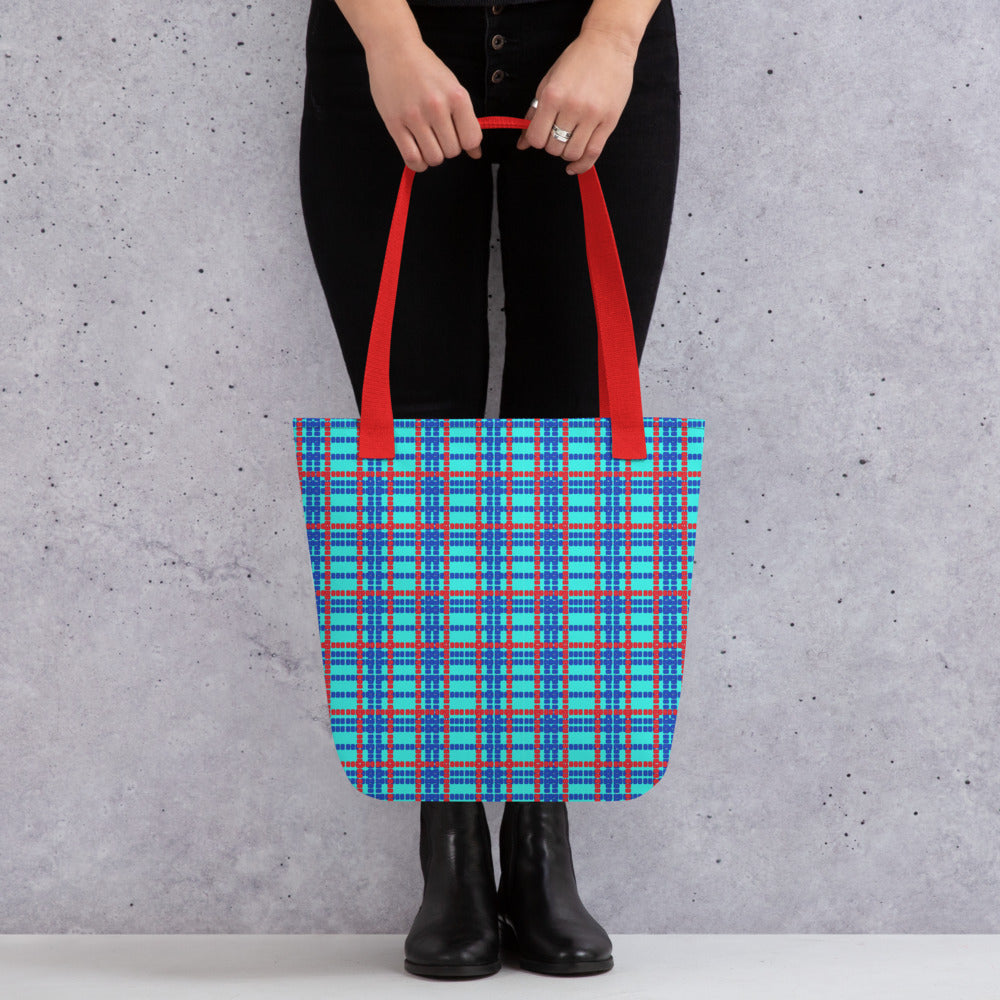 Lane Lines Plaid- Tote bag