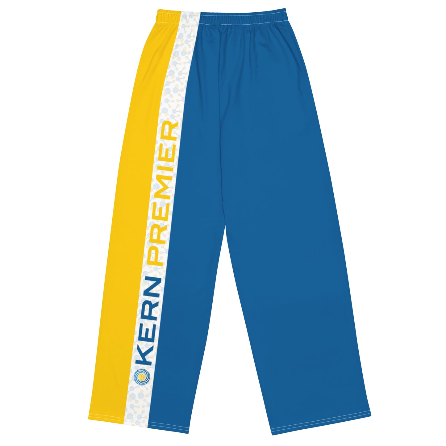 Kern Premier - All over print - Blue and Gold with H2O Molecule with Kern Premier Logo - unisex wide-leg pants