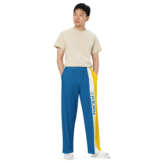 Kern Premier - All over print - Blue and Gold with H2O Molecule with Kern Premier Logo - unisex wide-leg pants
