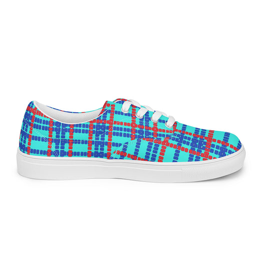 Lane Lines- Plaid- Men’s lace-up canvas shoes