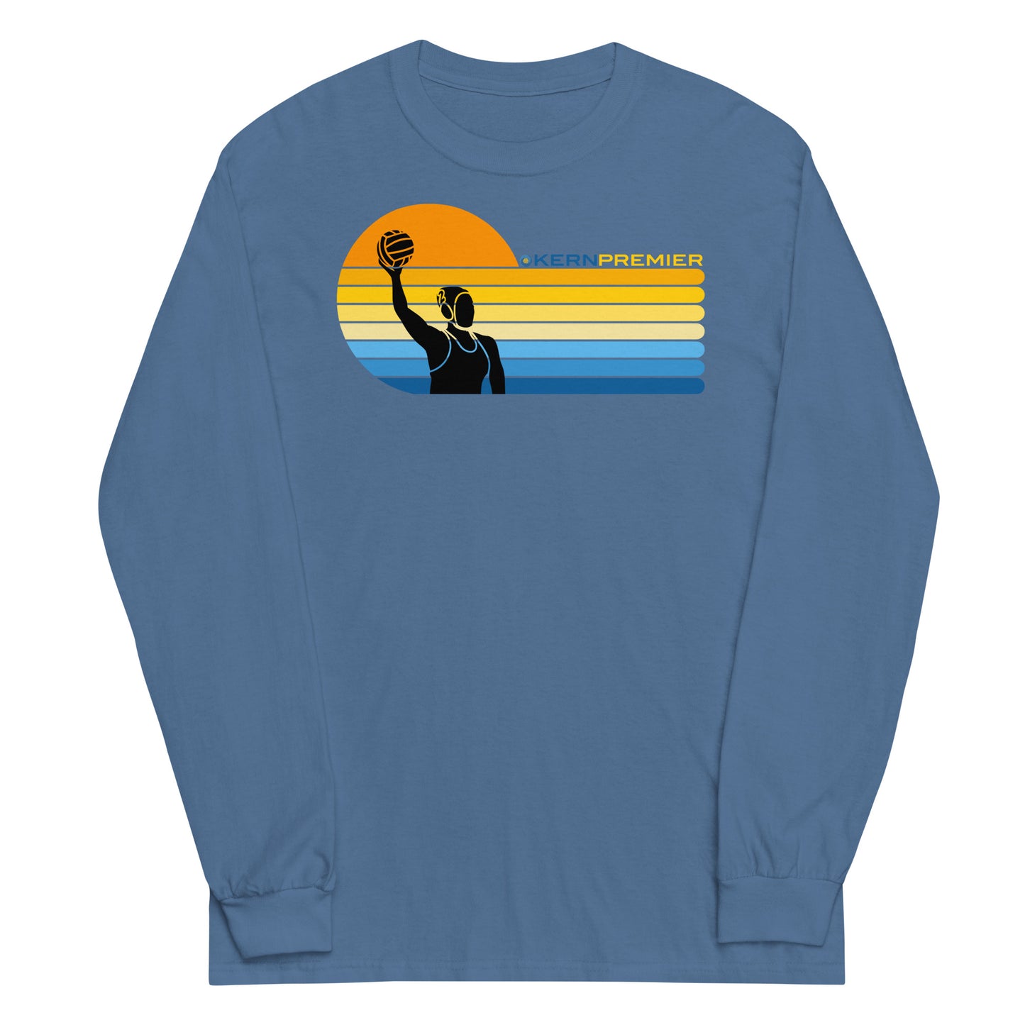 Kern Premier - 7 Color Left sided Sunset with Female Silhouette with Logo on Top - Long Sleeve Shirt - Gildan 2400