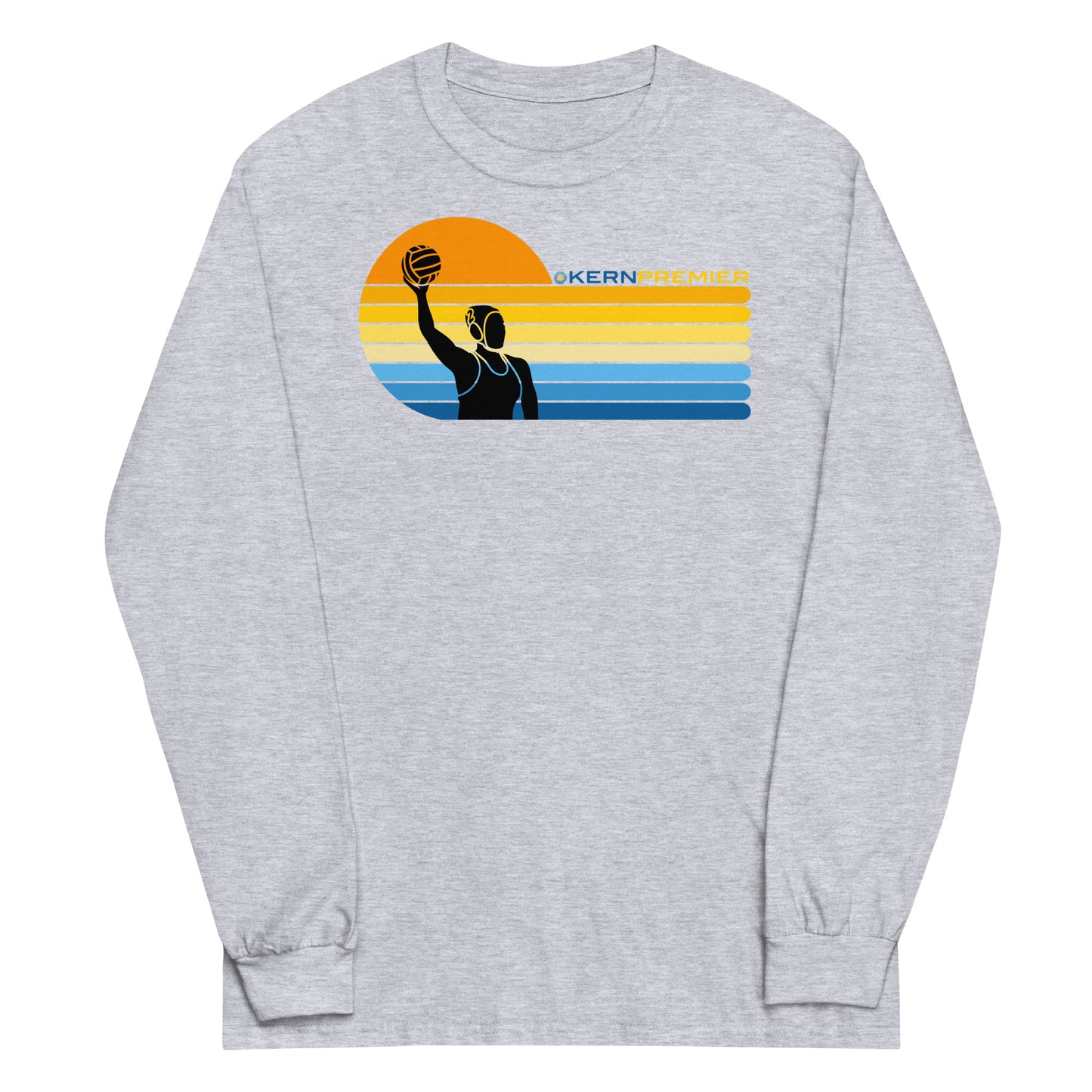 Kern Premier - 7 Color Left sided Sunset with Female Silhouette with Logo on Top - Long Sleeve Shirt - Gildan 2400